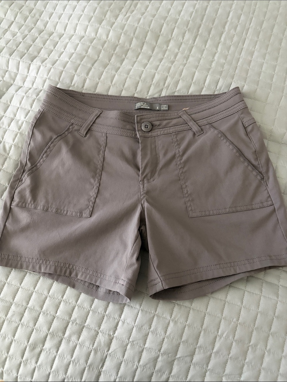 Prana Women's Taupe Shorts with Front Patch Pockets